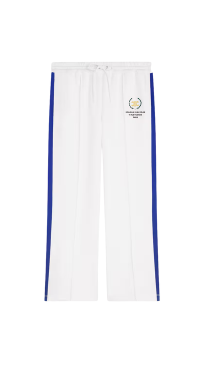 Tracksuit Pants in White/Blue Double-Face Jersey