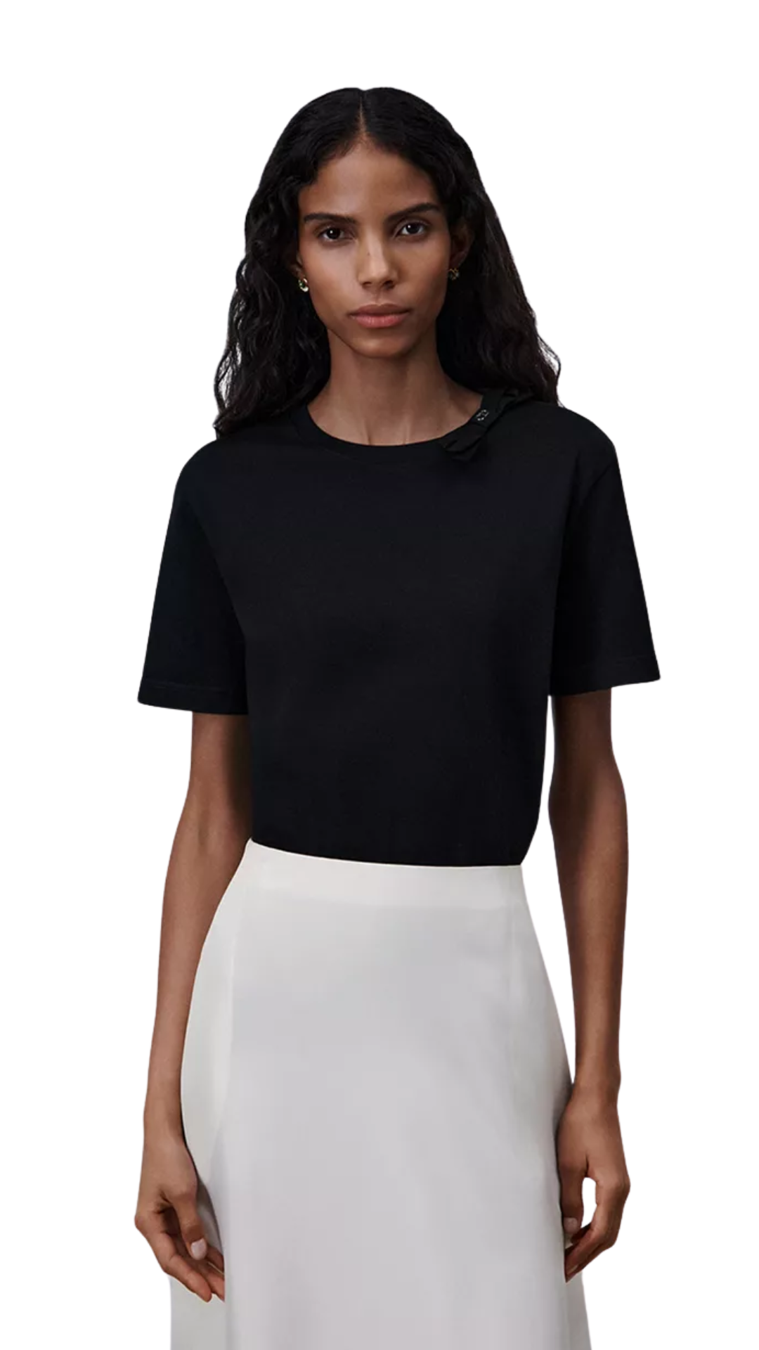 Fitted T-Shirt in Black Cotton Jersey