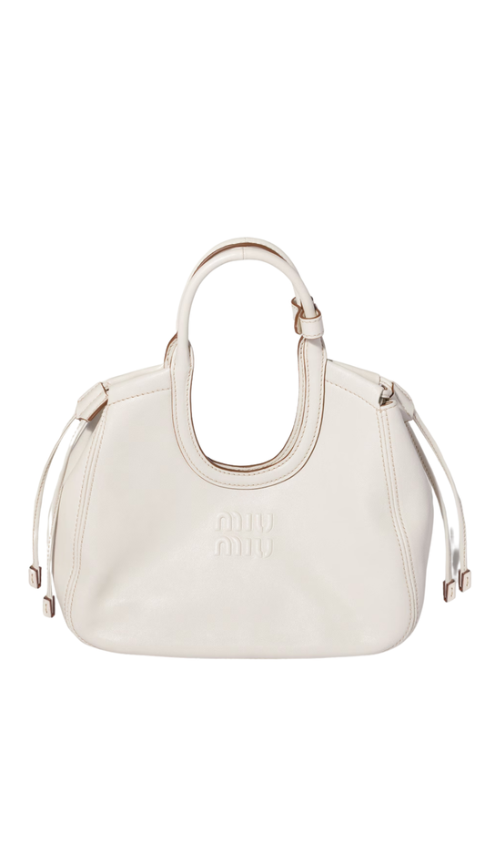 Ivy Nappa Leather Tote Bag in White