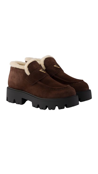 Suede Loafers in Dark Brown
