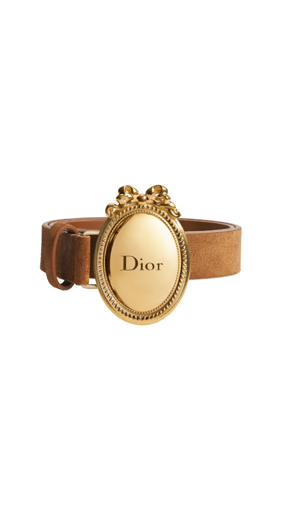 Dior Médaillon Belt in Marron Bobby Suede Calfskin, 25 MM
