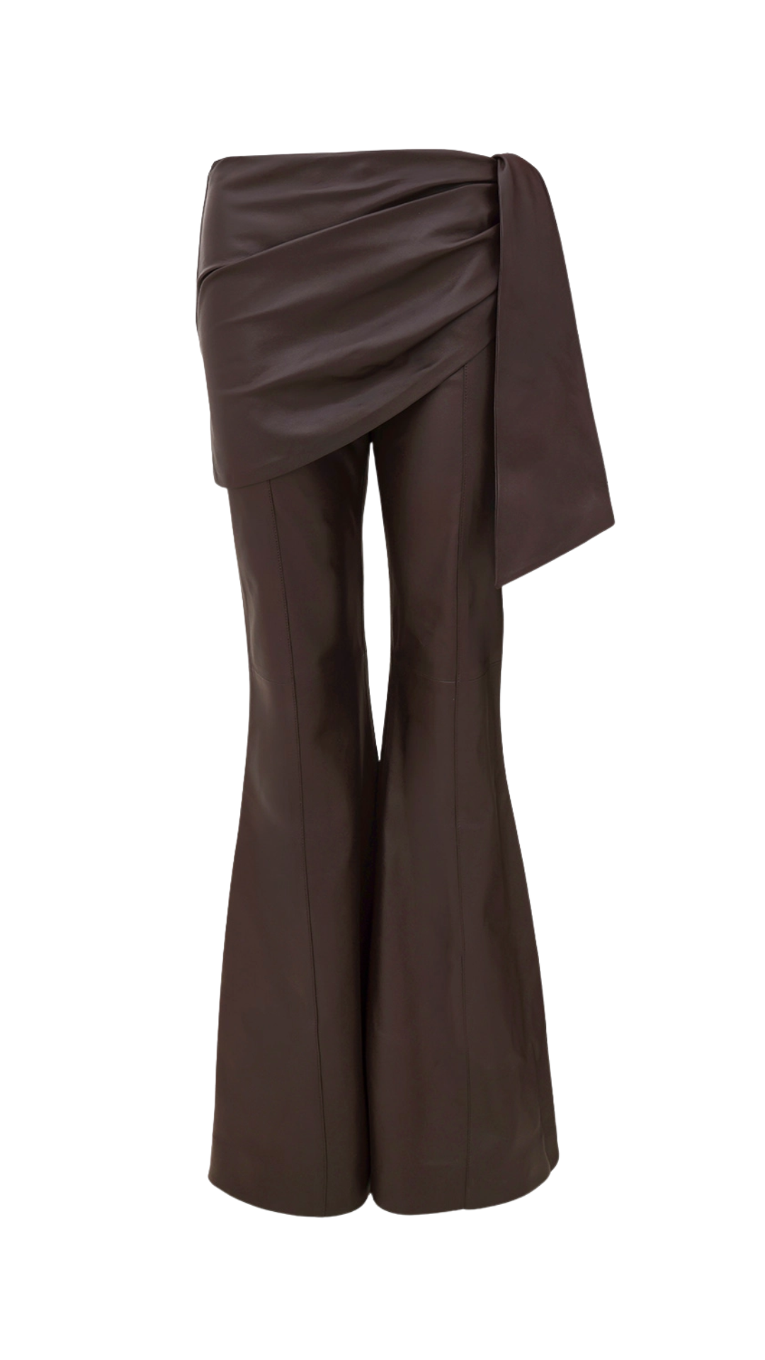 Valiant Draped Leather Flare in Chocolate