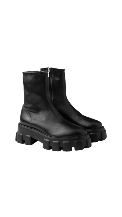 Monolith Stretch Nappa Leather Booties in Black