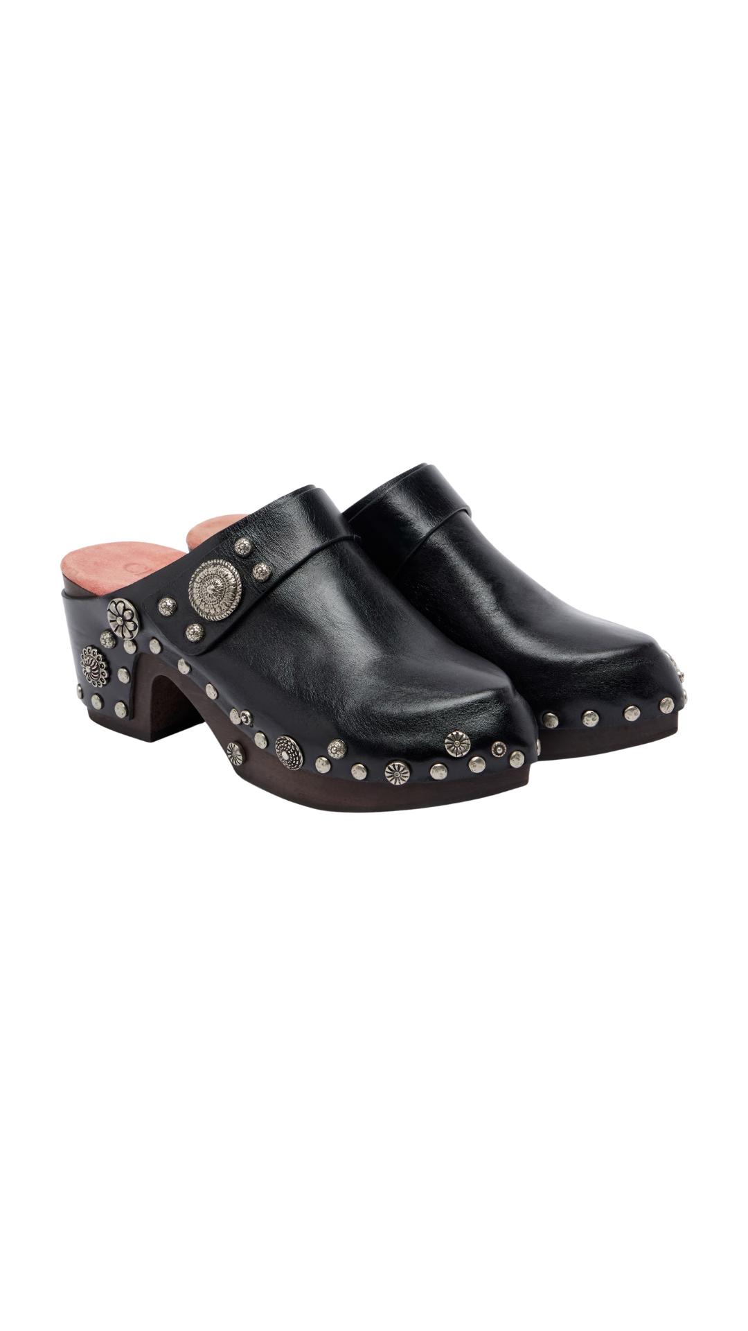 Talis Studded Leather Clogs in Black