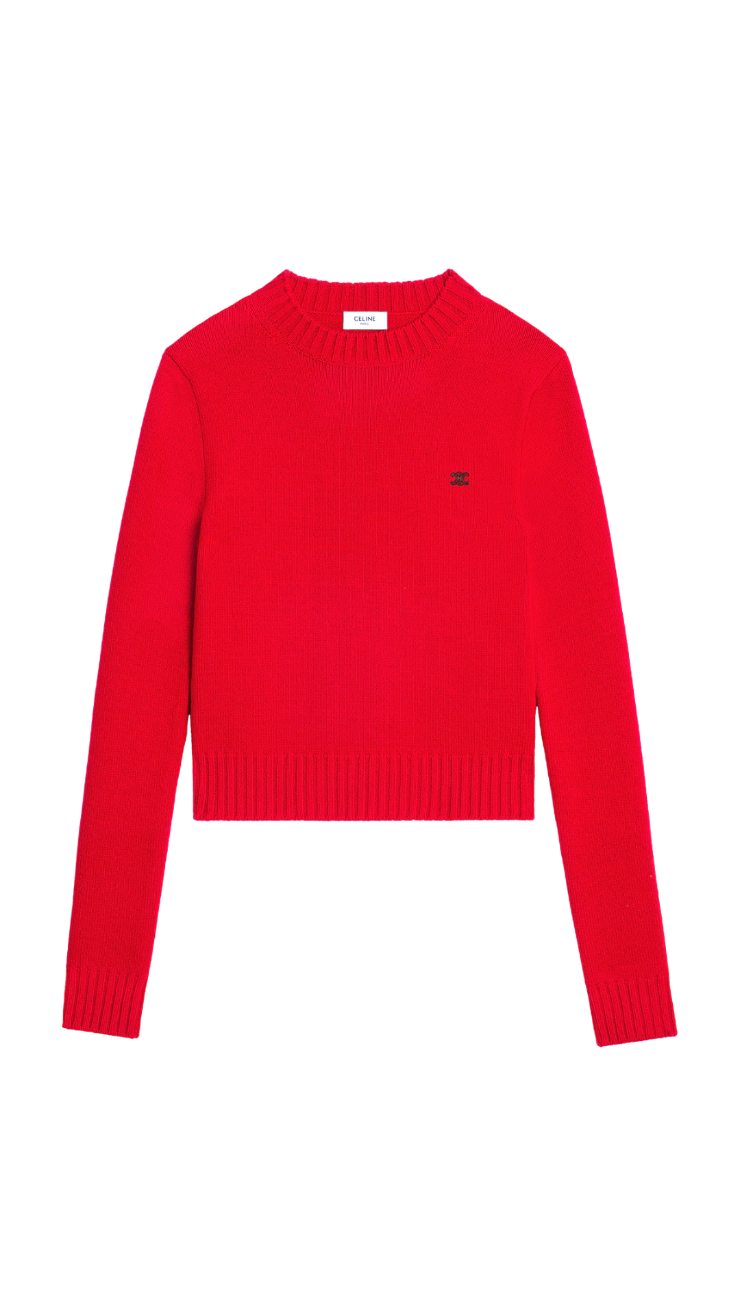 Crewneck Sweater in Bright Red Wool and Cashmere