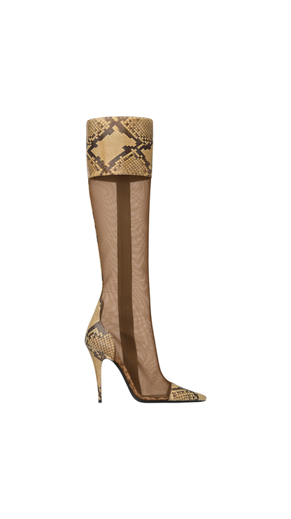 77 Boots in Sand Mesh and Python