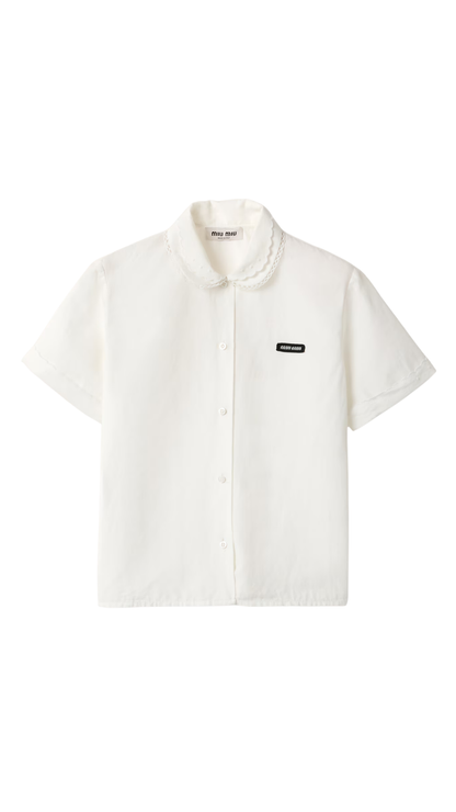 Slubbed Poplin Shirt in White