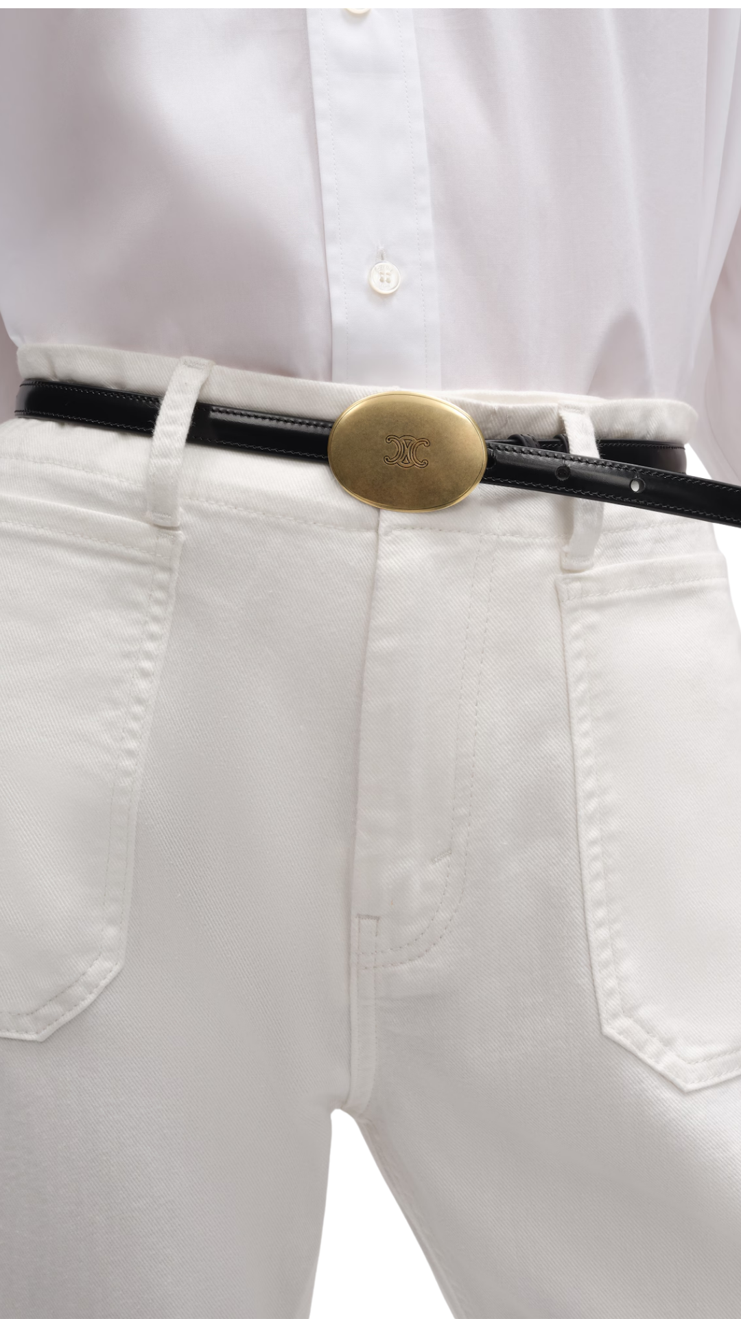 Thin Plate Belt 13MM in Black Taurillon Leather