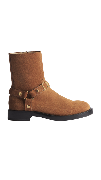 Dior Bolt Ankle Boot in Cognac Brown Suede Calfskin