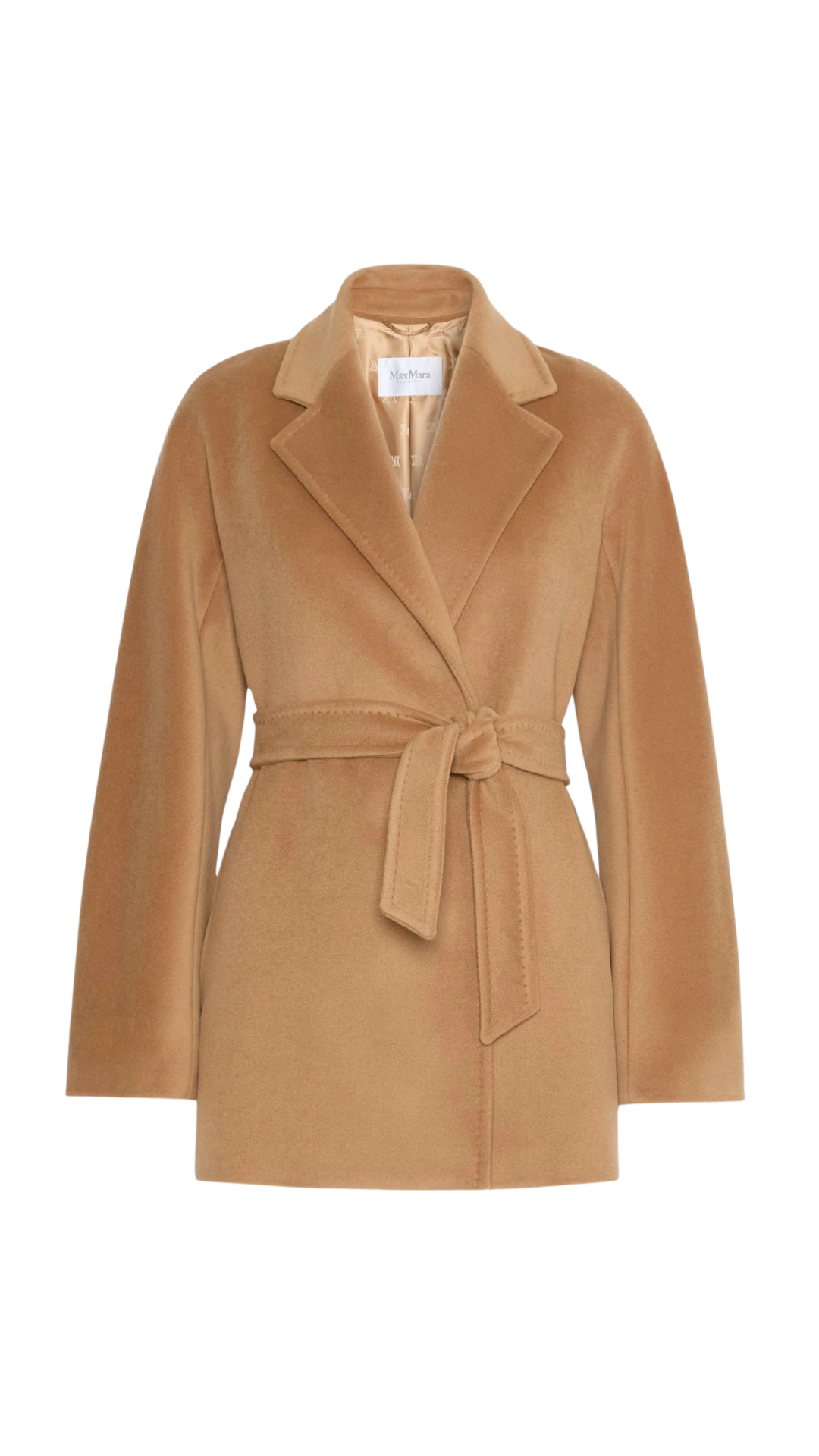 Short Wool Beaver Cloth Robe Coat - Camel