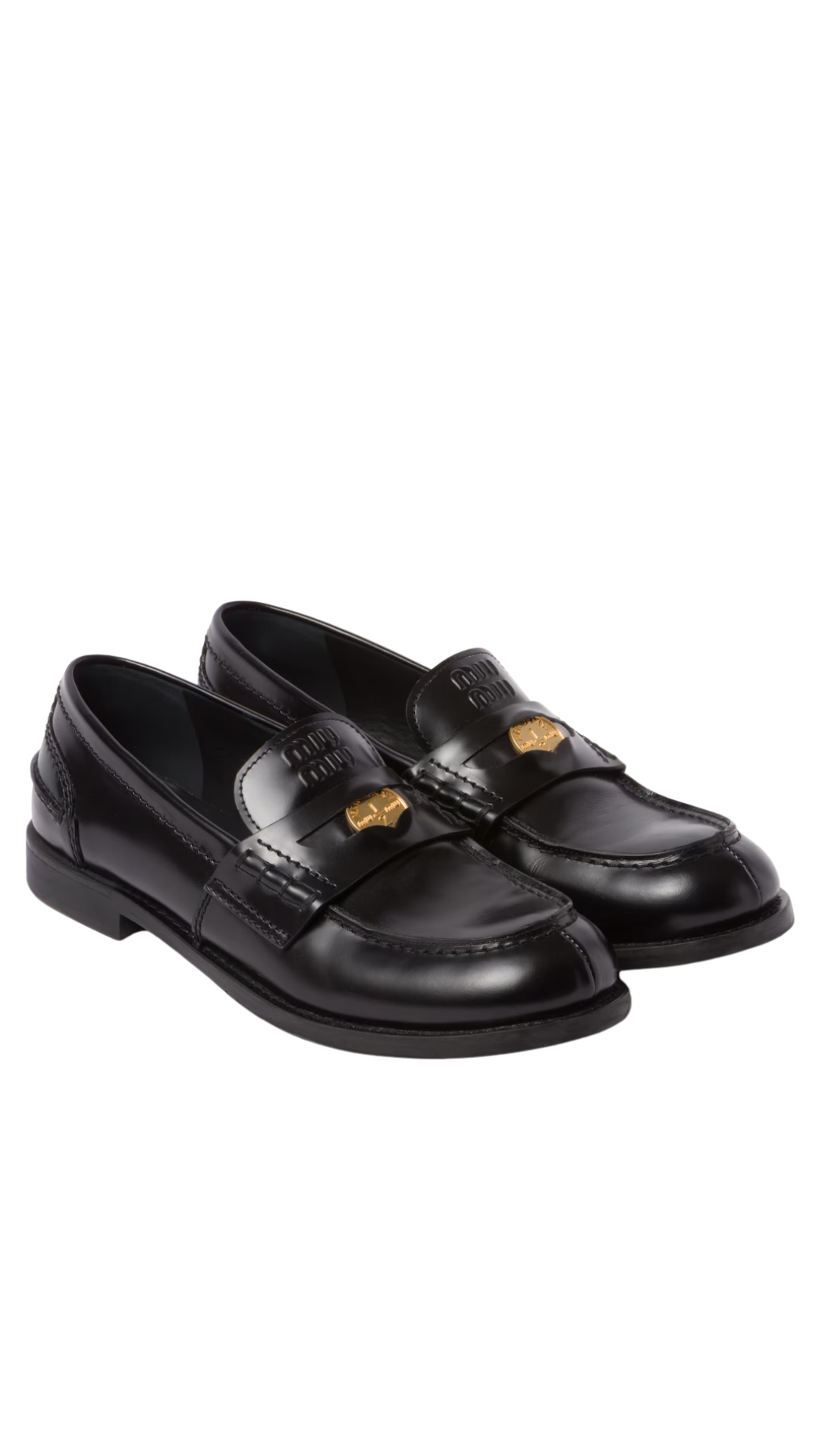 Brushed Leather Penny Loafers in Black