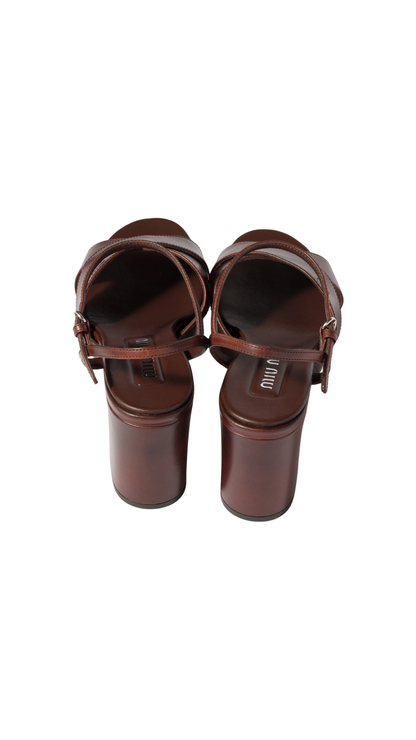 Leather Platform Sandals in Coffee
