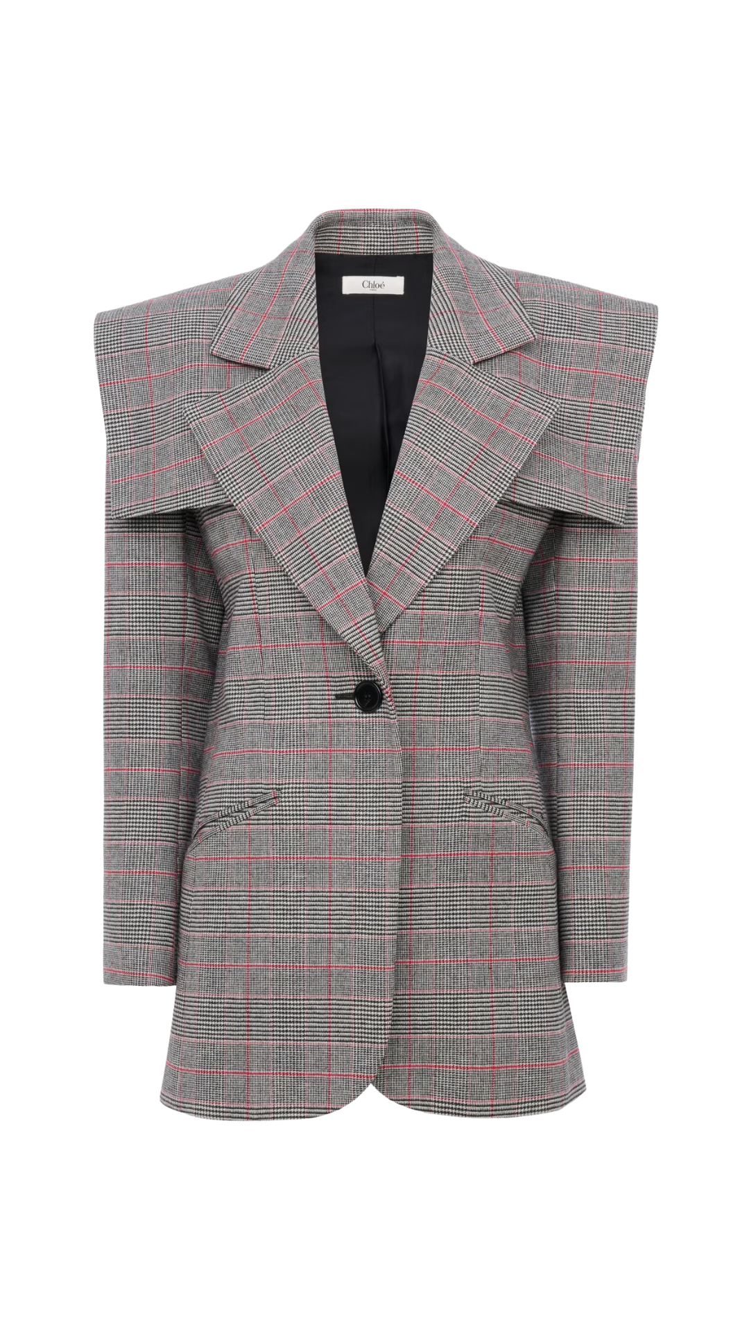 Single-Breasted Tailored Jacket in Prince of Wales Wool