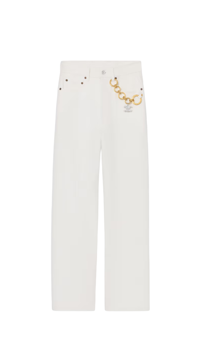 Boyfriend Jeans 002 in Heavy Cotton Twill in White Heavy Stone Wash