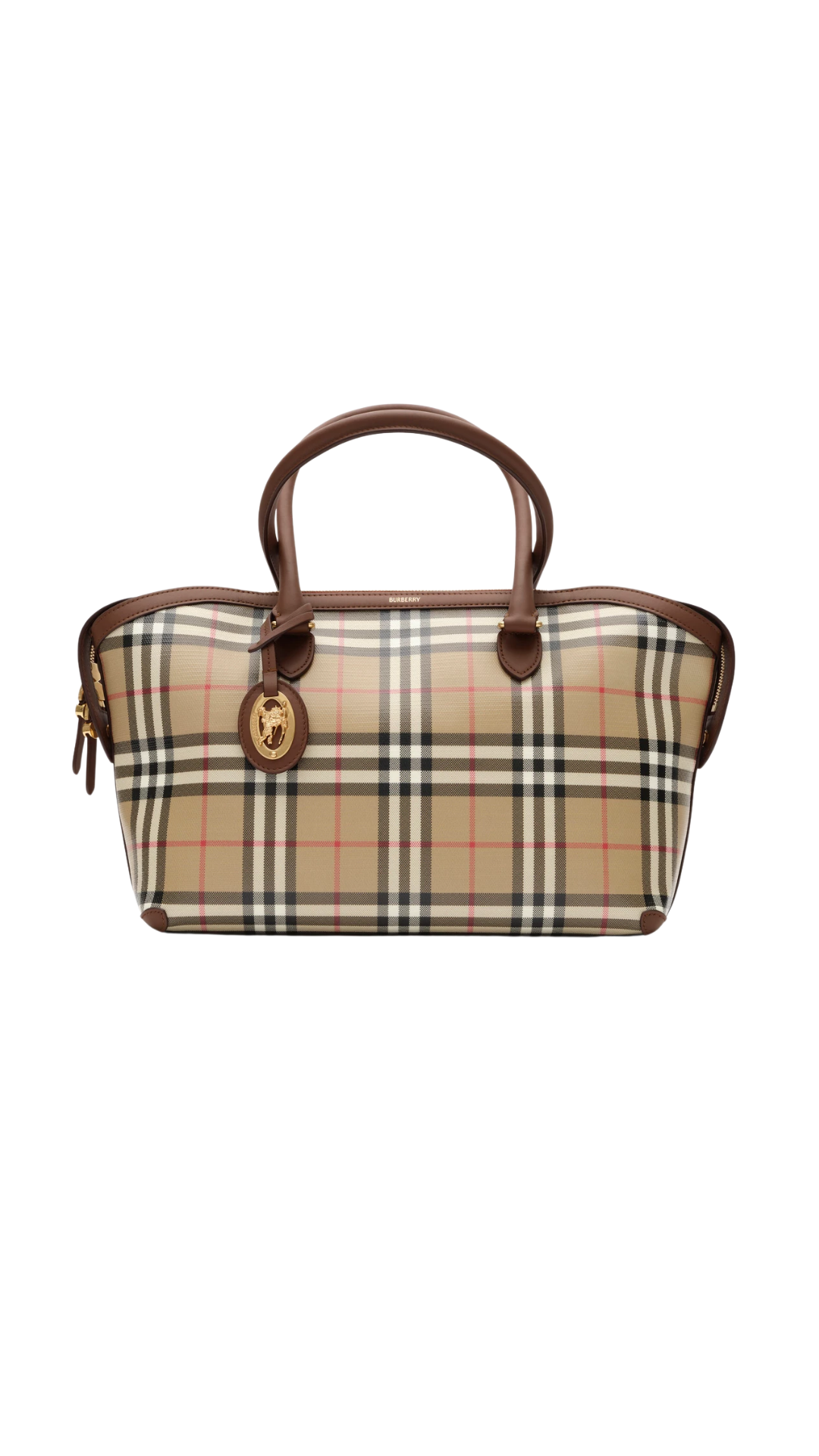 Small Check Zip Tote in Archive Beige