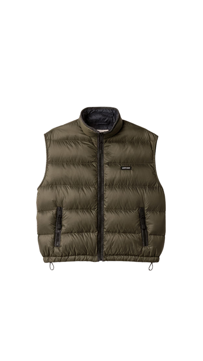 Padded Light Pongé Vest in Forest Green
