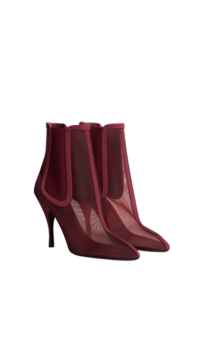 Heeled Chelsea Boots in Bordeaux Mesh