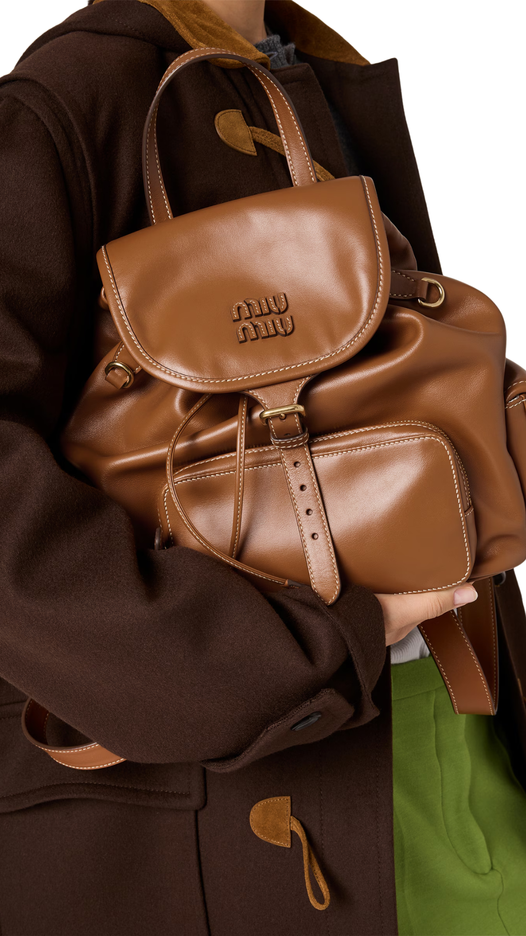 Leather Backpack in Cognac