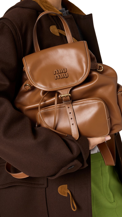 Leather Backpack in Cognac