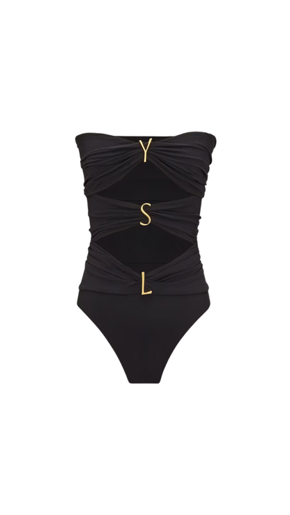 YSL Strapless Swimsuit in Black