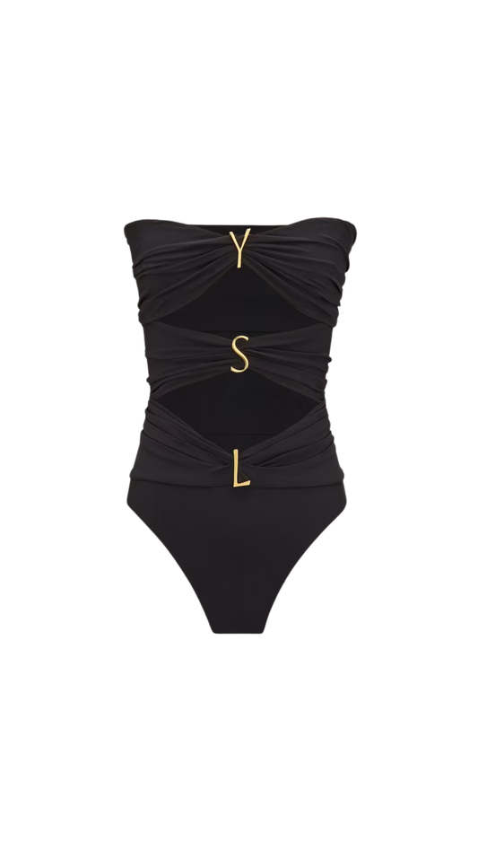 YSL Strapless Swimsuit in Black