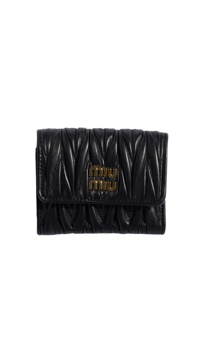 Matelassé Nappa Leather Small Wallet in Black