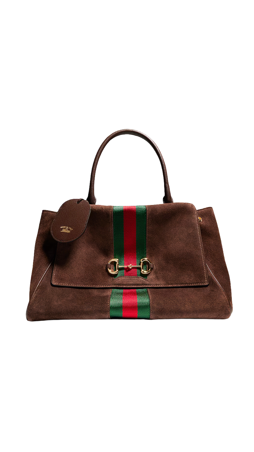 Paparazzo Medium Top Handle Bag in Brown Suede