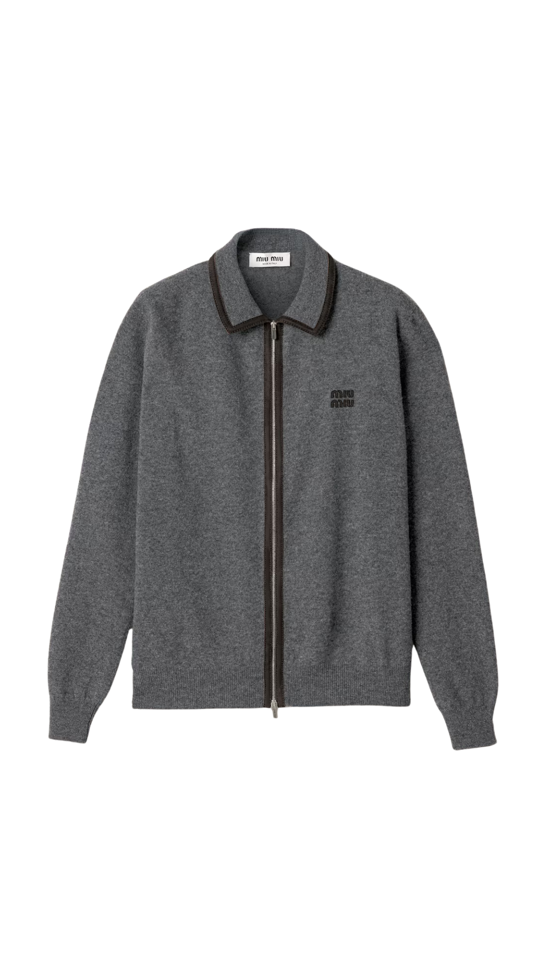 Wool and Cashmere Cardigan with Suede Details