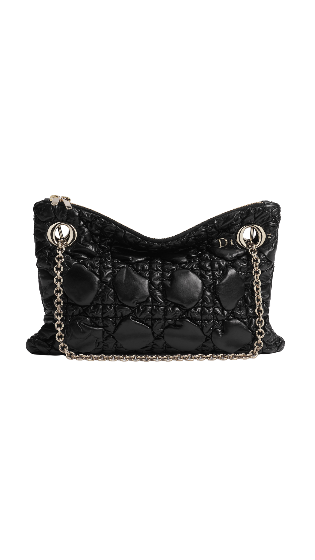 Small Dior Crunchy Bag in Black Puffy Macrocannage Calfskin