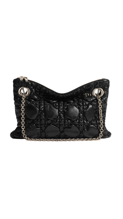 Small Dior Crunchy Bag in Black Puffy Macrocannage Calfskin