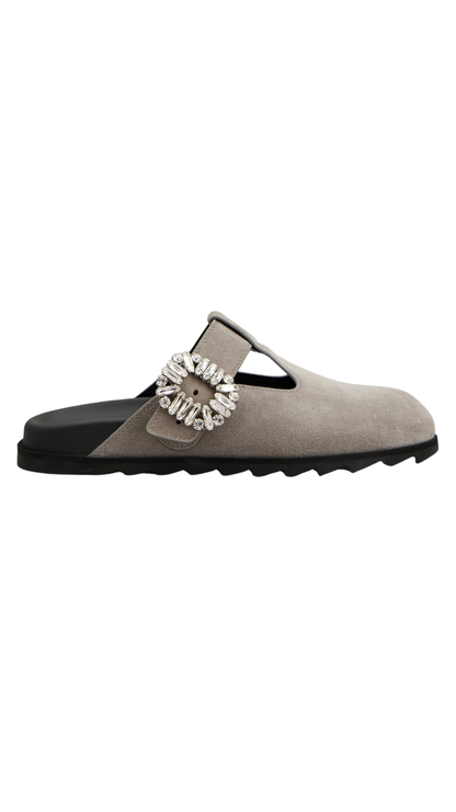 Slidy Viv' Mules in Grey Suede