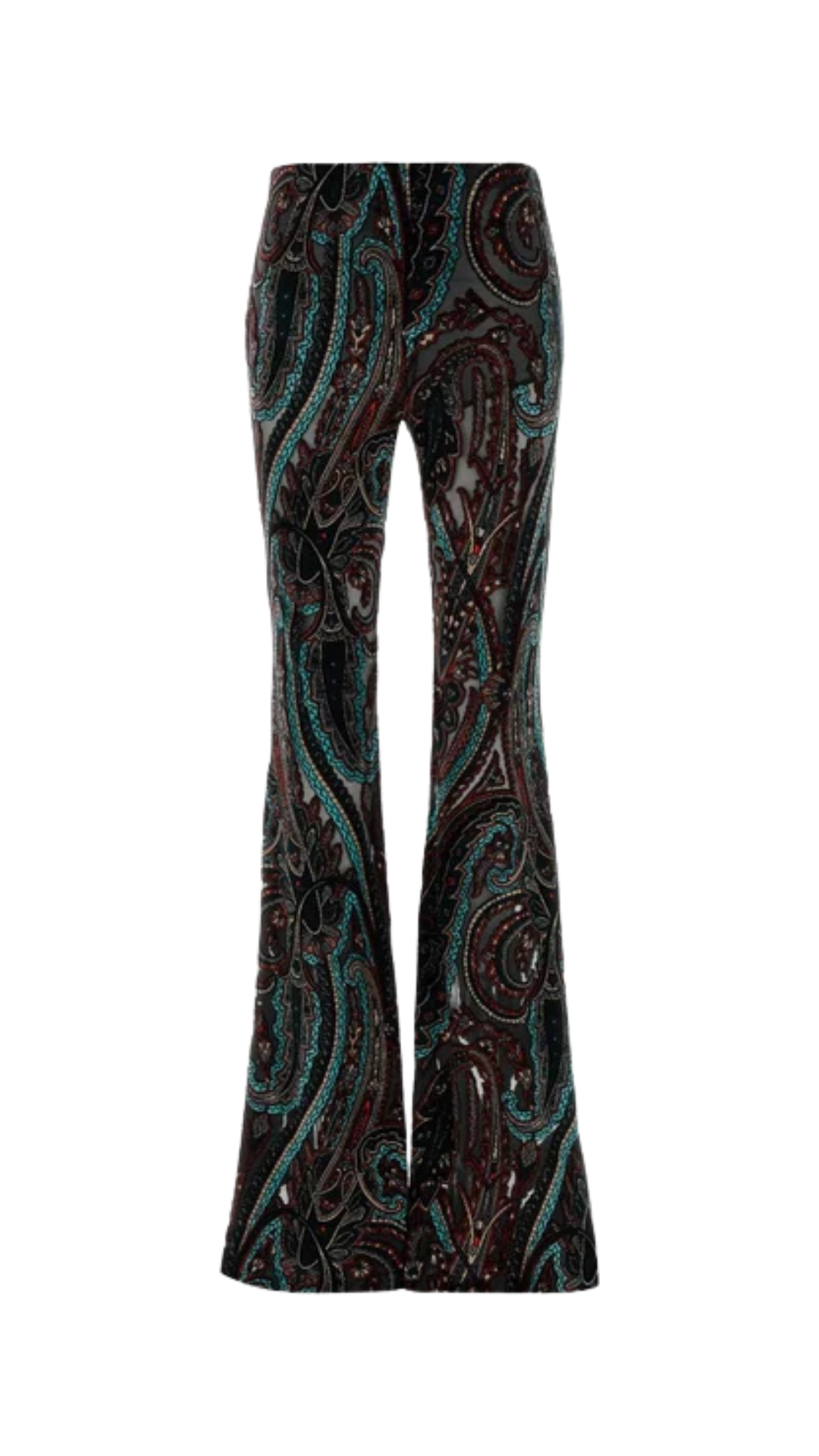 Flared Trousers in Chenille Jacquard with Paisley Motif