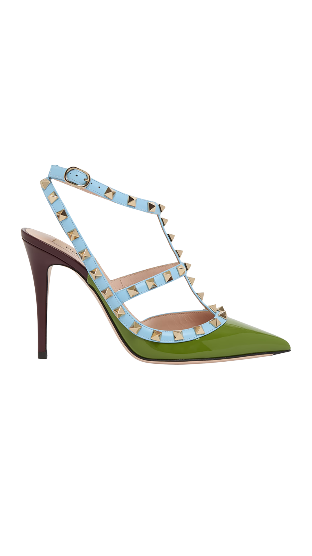 Rockstud Pump In Green Laminated Nappa Leather 100Mm