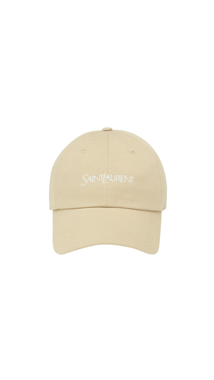 Saint Laurent Cap in Beige and Ivory Cotton Gabardine