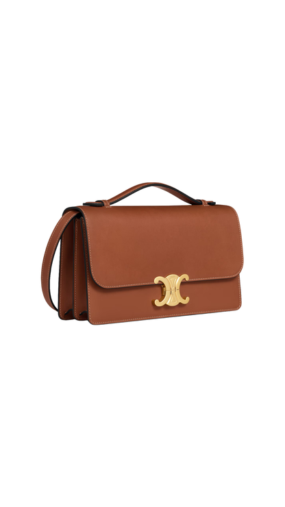 Medium Triomphe Folio In Tan Natural Calfskin