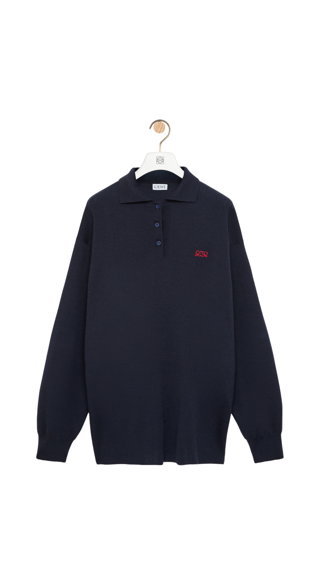 Polo Sweater in Dark Navy Cashmere and Silk Blend