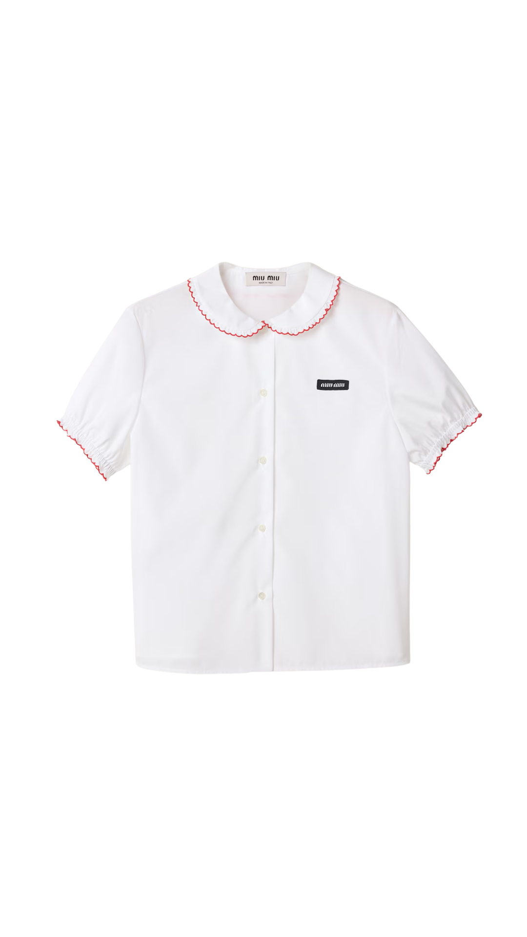 Embroidered Poplin Shirt in White/Red/Burgundy
