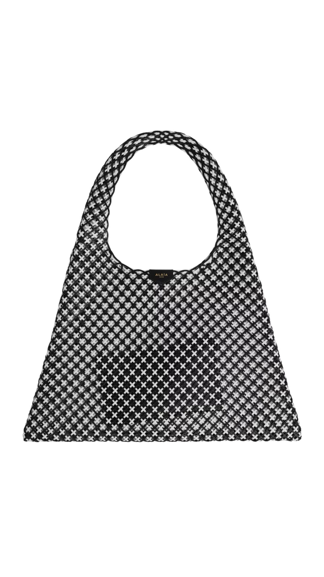 One Piece Hobo Bag in Black Leather Net
