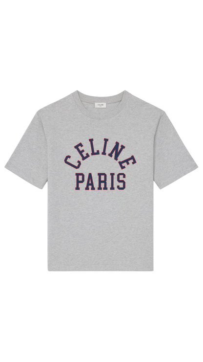 Loose T-Shirt in Cotton Jersey in Grey/Blue/Red