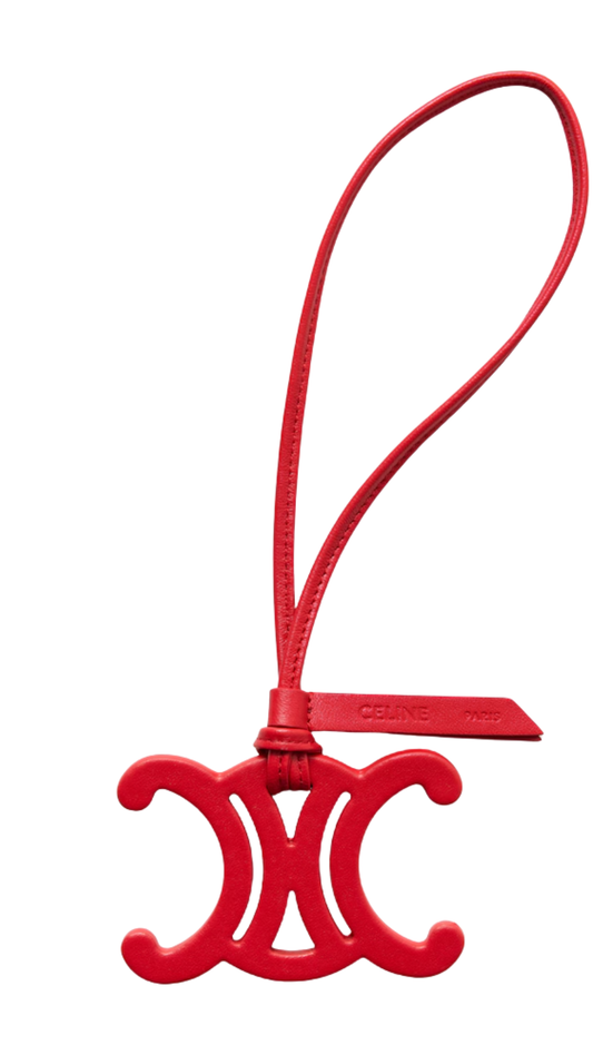 Triomphe Strap Charm in Red Smooth Lambskin