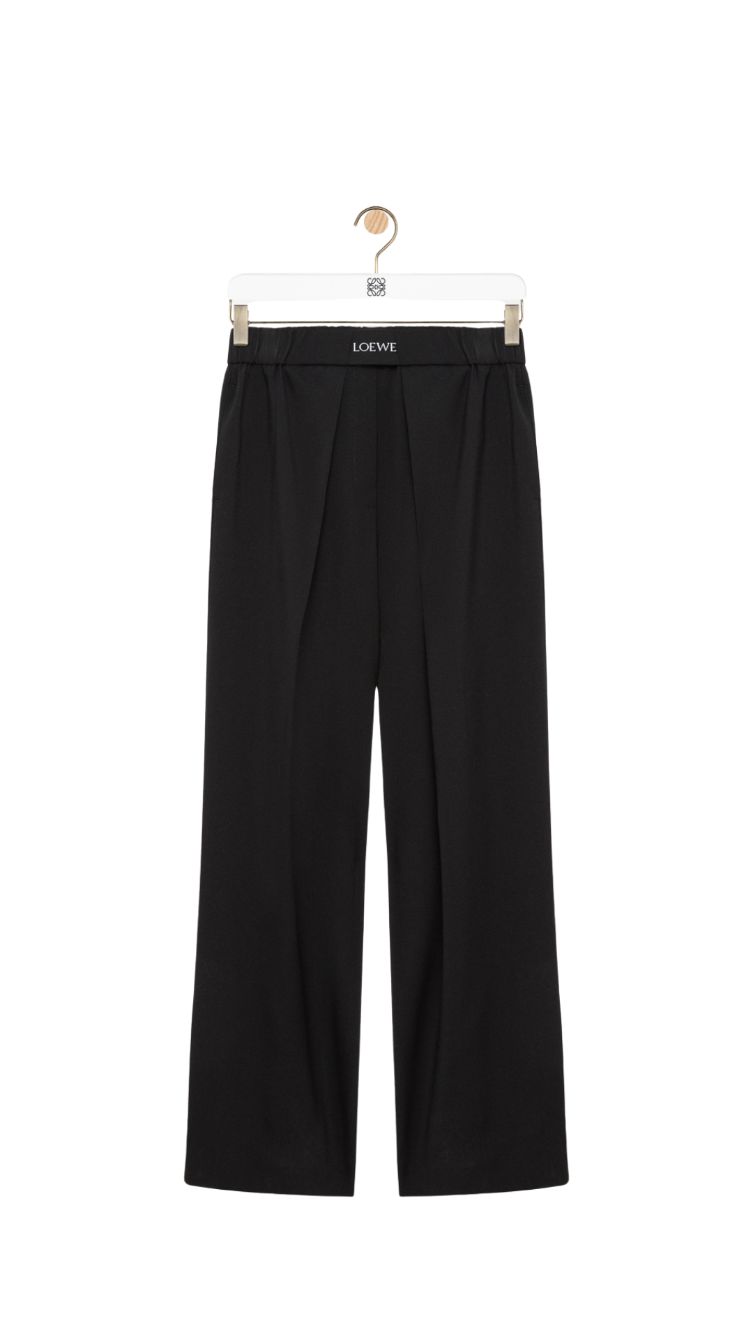 Elasticated Trousers in Black Wool