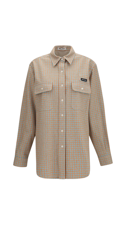 Wool Blend Shirt with Checked Pattern