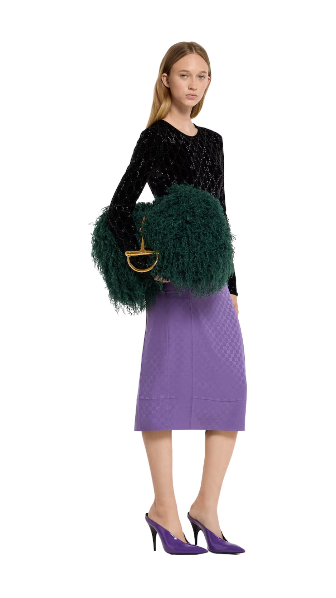 Embroidered Stretch Chenille Top in Black