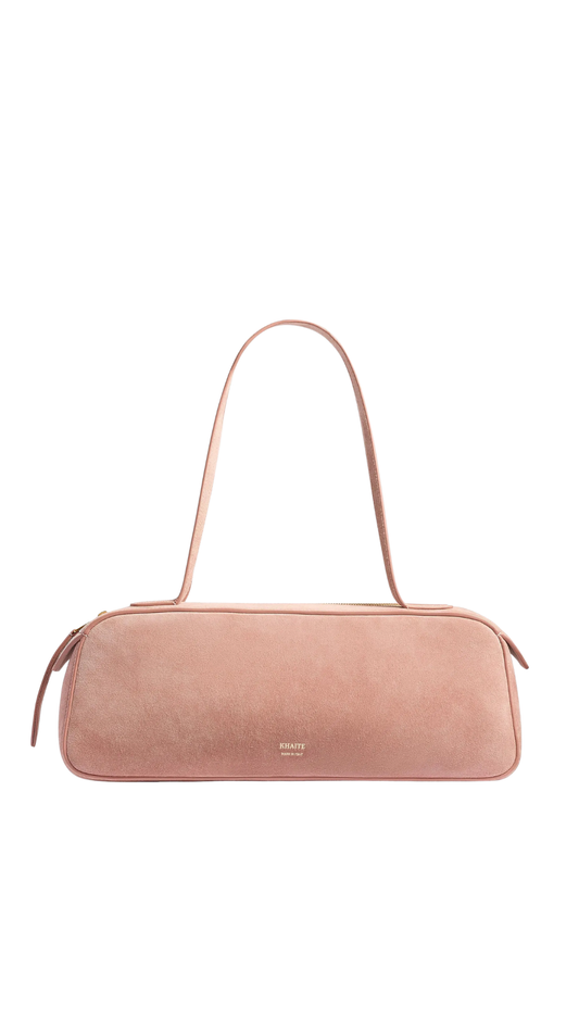Simona Shoulder Bag in Pink Suede Leather