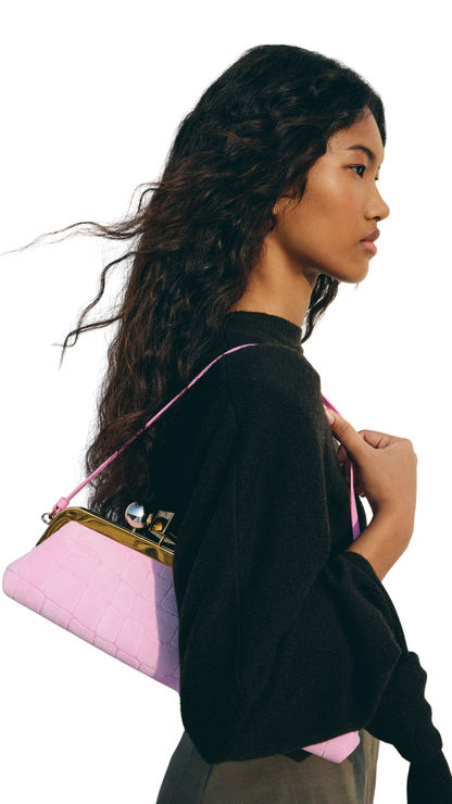 The Salon Clutch in Light Pink Long Clasp Bag