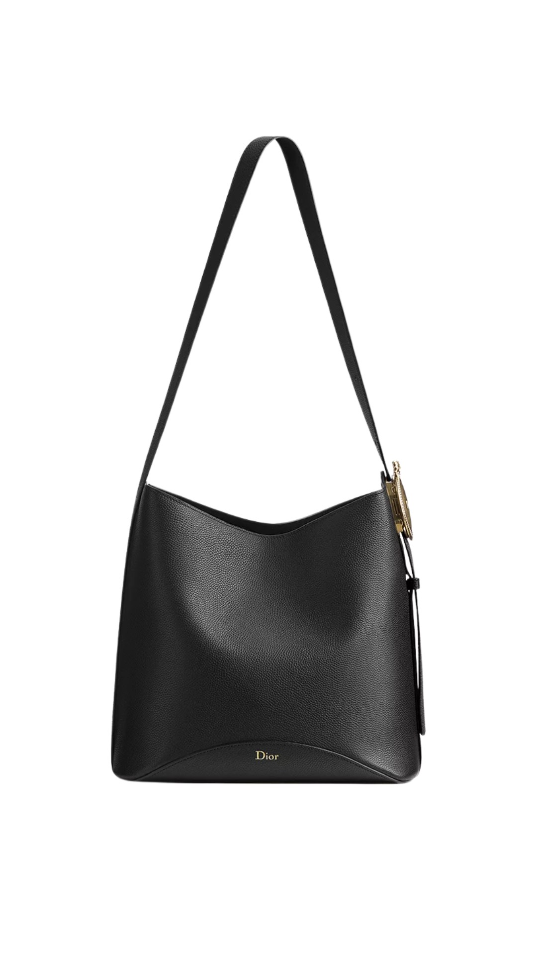 Medium Dior Médaillon Bucket Bag in Black Grained Calfskin