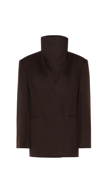 Straight Pure Wool Jacket in Coffee