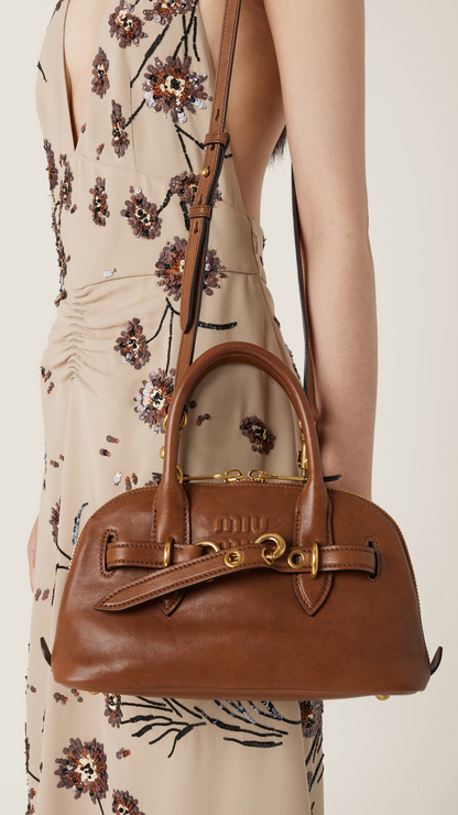 Aventure Nappa Leather Top-Handle Bag in Oak