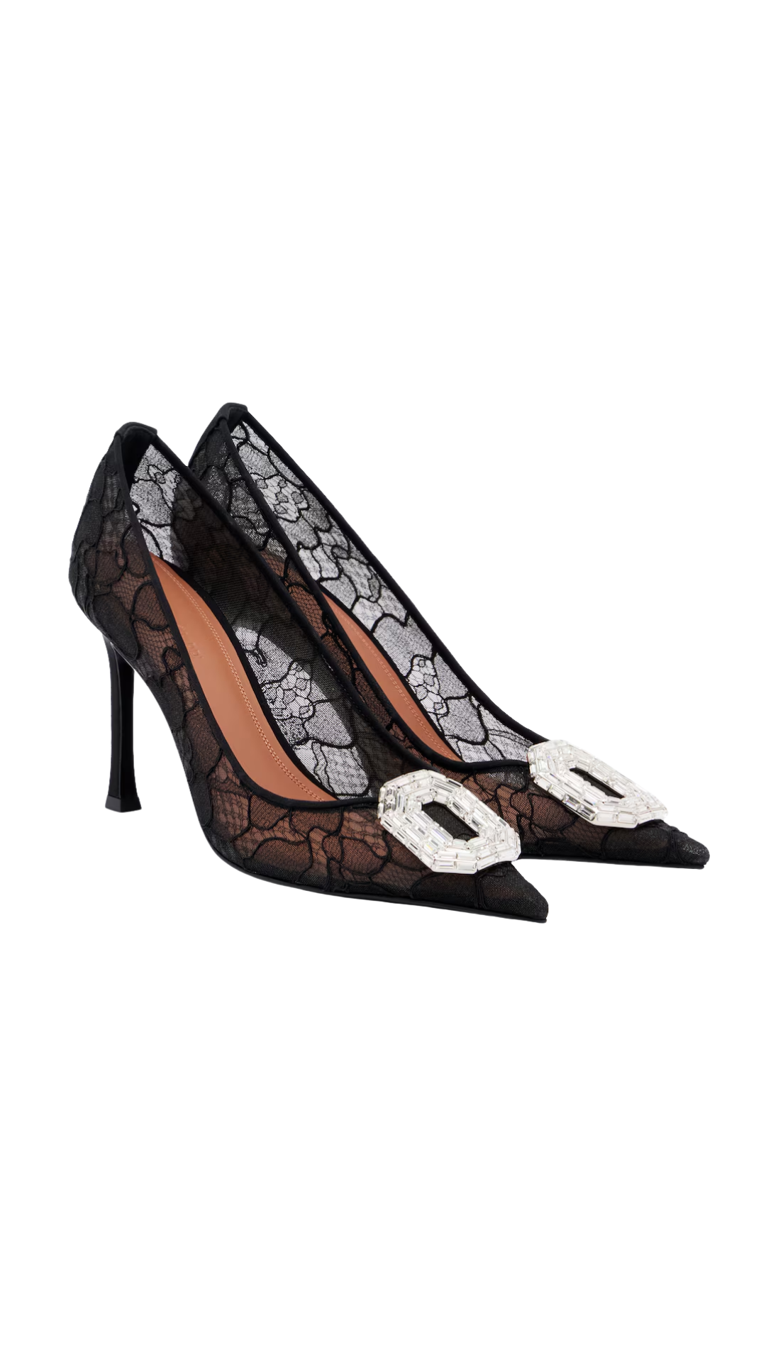 Camelia Embellished Lace Pumps in Black