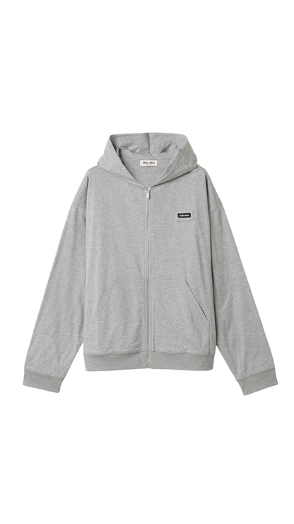 Cotton Fleece Hoodie in Grey